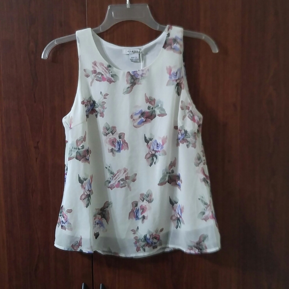 GLAMOROUS Chiffon Floral Tank/Blouse Size Small